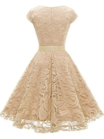 Robe de Soirée des Années 50 Dentelle Café - Louise Vintage