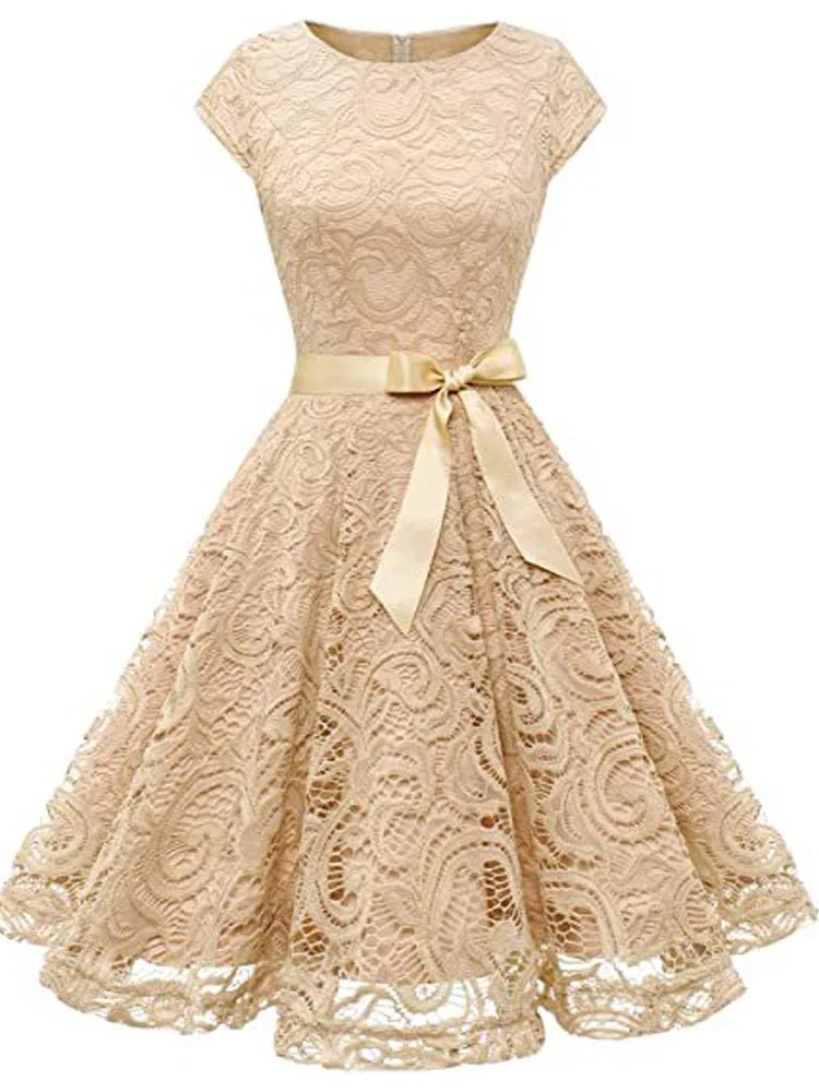 Robe de Soirée des Années 50 Dentelle Café - Louise Vintage