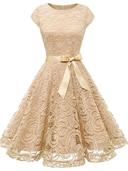 Robe de Soirée des Années 50 Dentelle Café - Louise Vintage