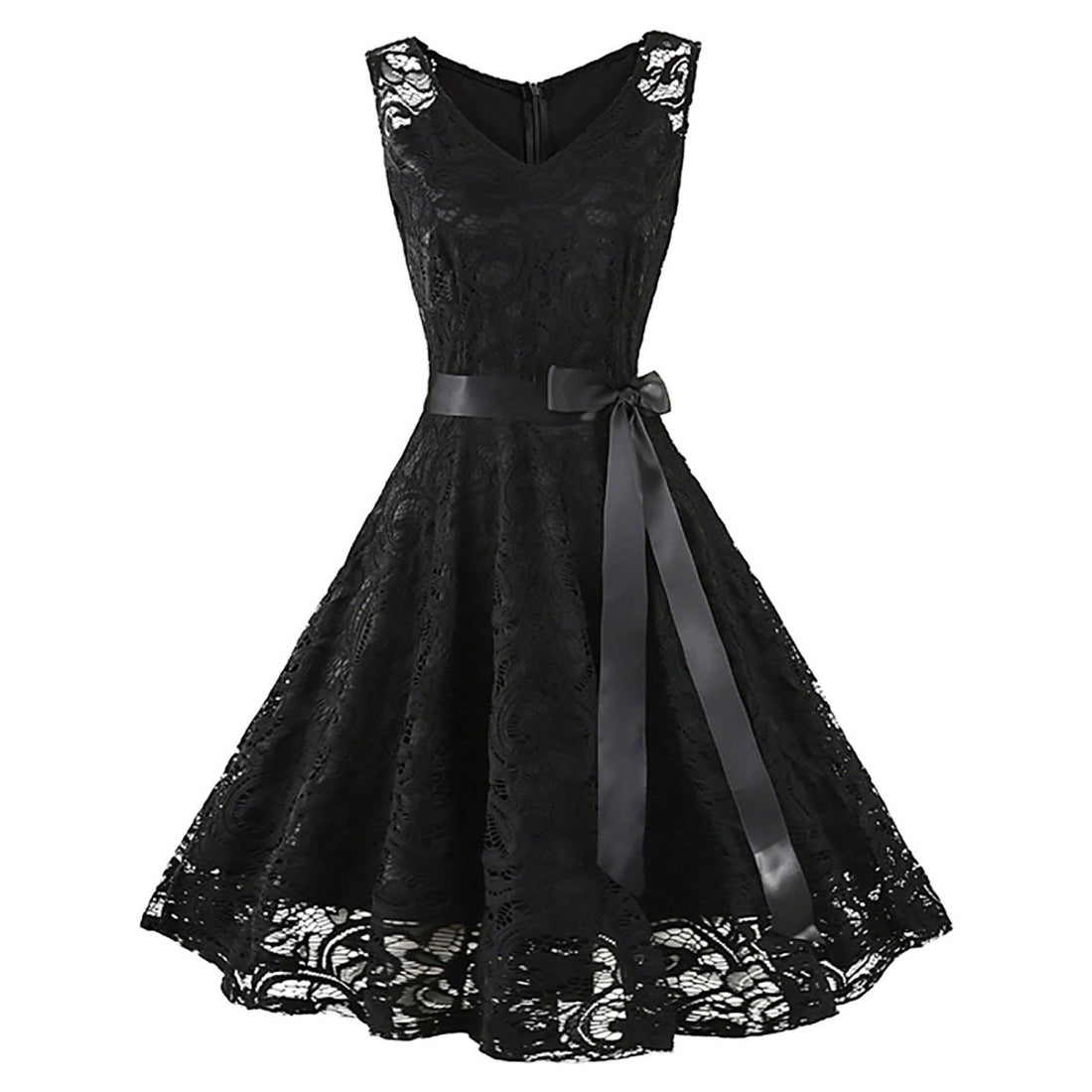 Robe de Soirée des Années 50 Dentelle Noir - Louise Vintage