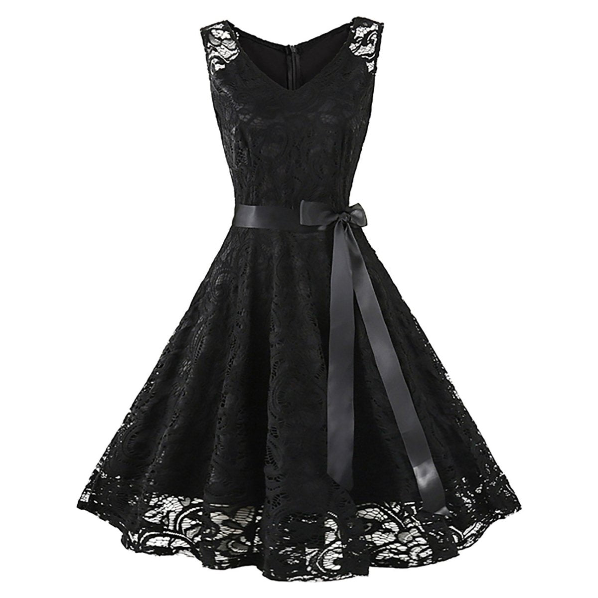 Robe de Soirée des Années 50 Dentelle Noir - Louise Vintage