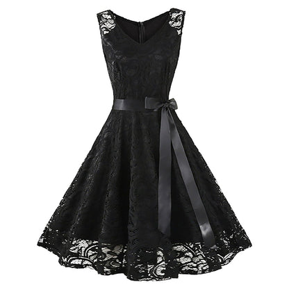 Robe de Soirée des Années 50 Dentelle Noir - Louise Vintage
