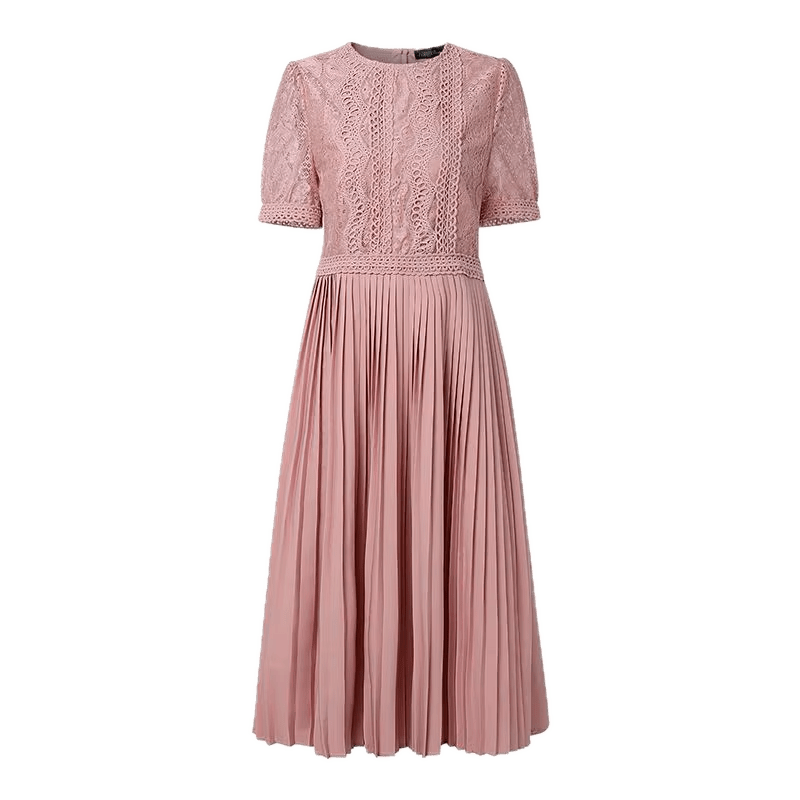 Robe Dentelle Rose Pale Vintage - Louise Vintage
