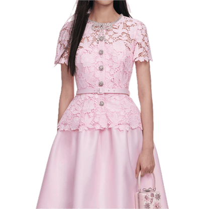 Robe Dentelle Rose Vintage - Louise Vintage