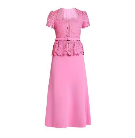 Robe Dentelle Rose Vintage - Louise Vintage