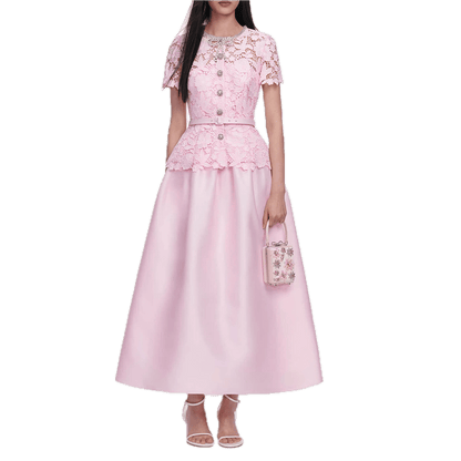 Robe Dentelle Rose Vintage - Louise Vintage