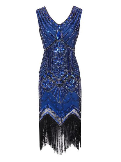 Robe des Années 20 Bleue Grande Taille - Louise Vintage