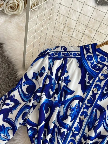 Robe des Années 40 Bleu - Louise Vintage