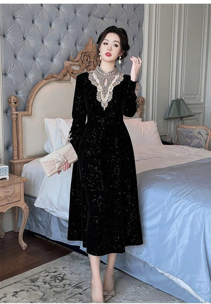 Robe des Années 40 Noire - Louise Vintage