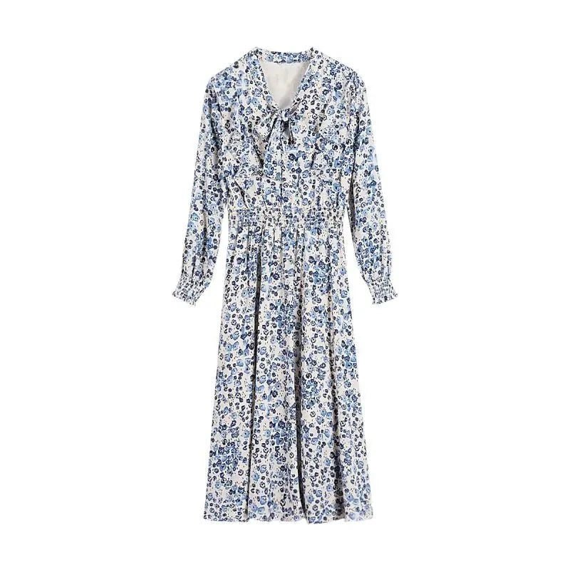 Robe Des Années 70 Bleue et Blanche - Louise Vintage