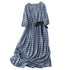 Robe Des Années 70 Bleue et Blanche - Louise Vintage
