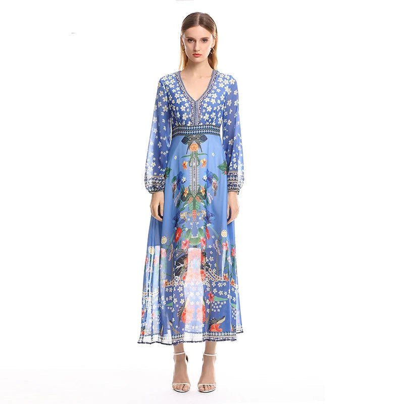 Robe Droite Style Année 40 Bleu - Louise Vintage