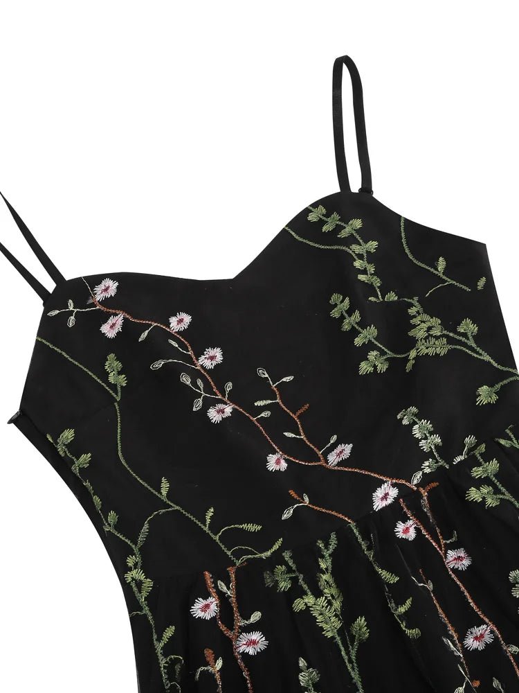 Robe Evasée Vintage Noire Fleurie - Louise Vintage