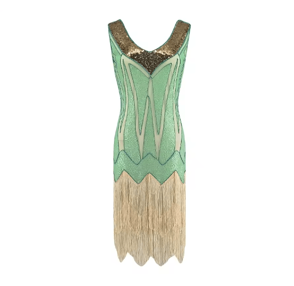 Robe Femme Années 20 Verte - Louise Vintage