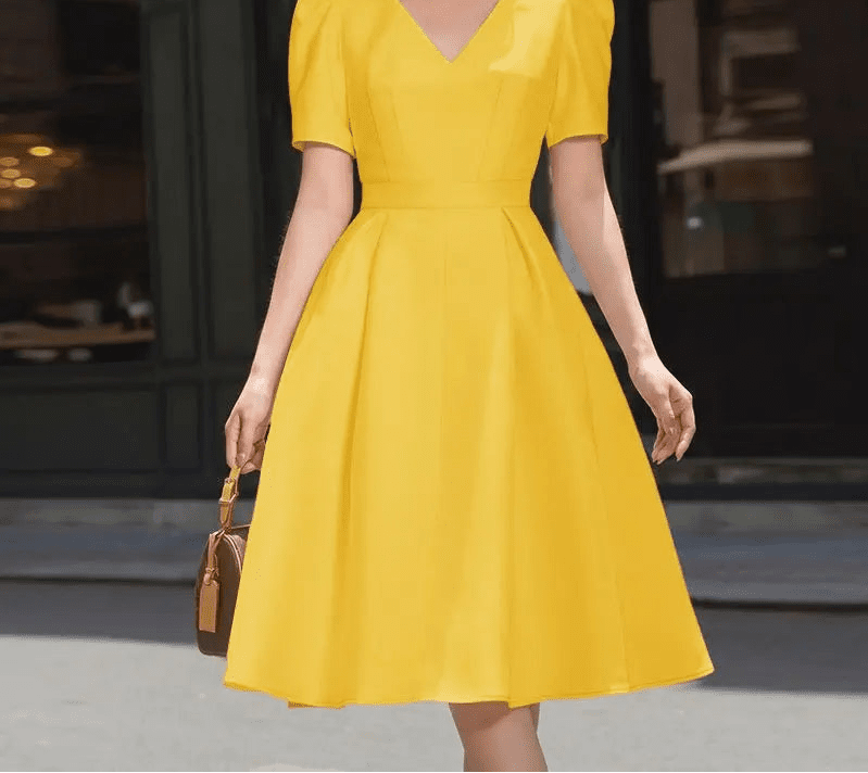 Robe Femme Jaune Années 40 - Louise Vintage