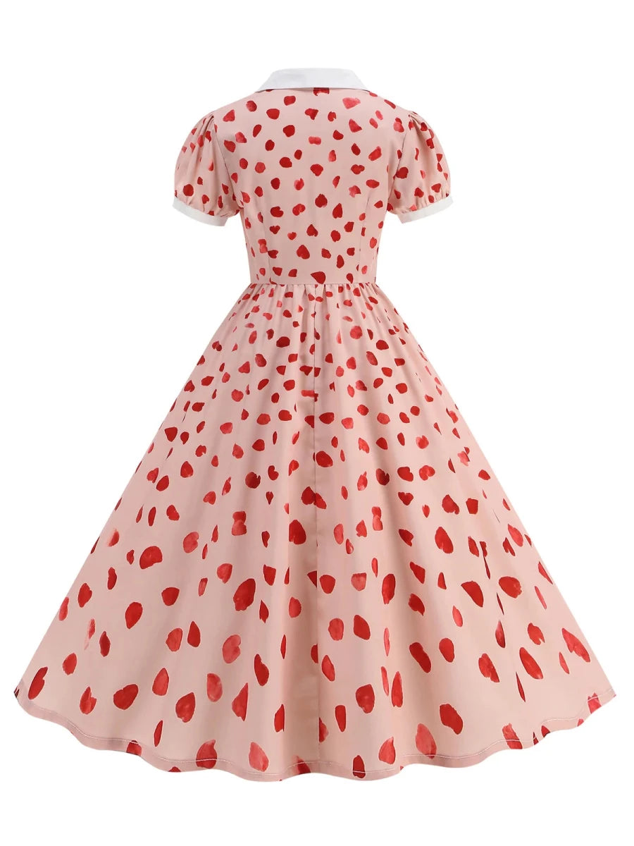 Robe Fifties Rouge Col Claudine - Louise Vintage