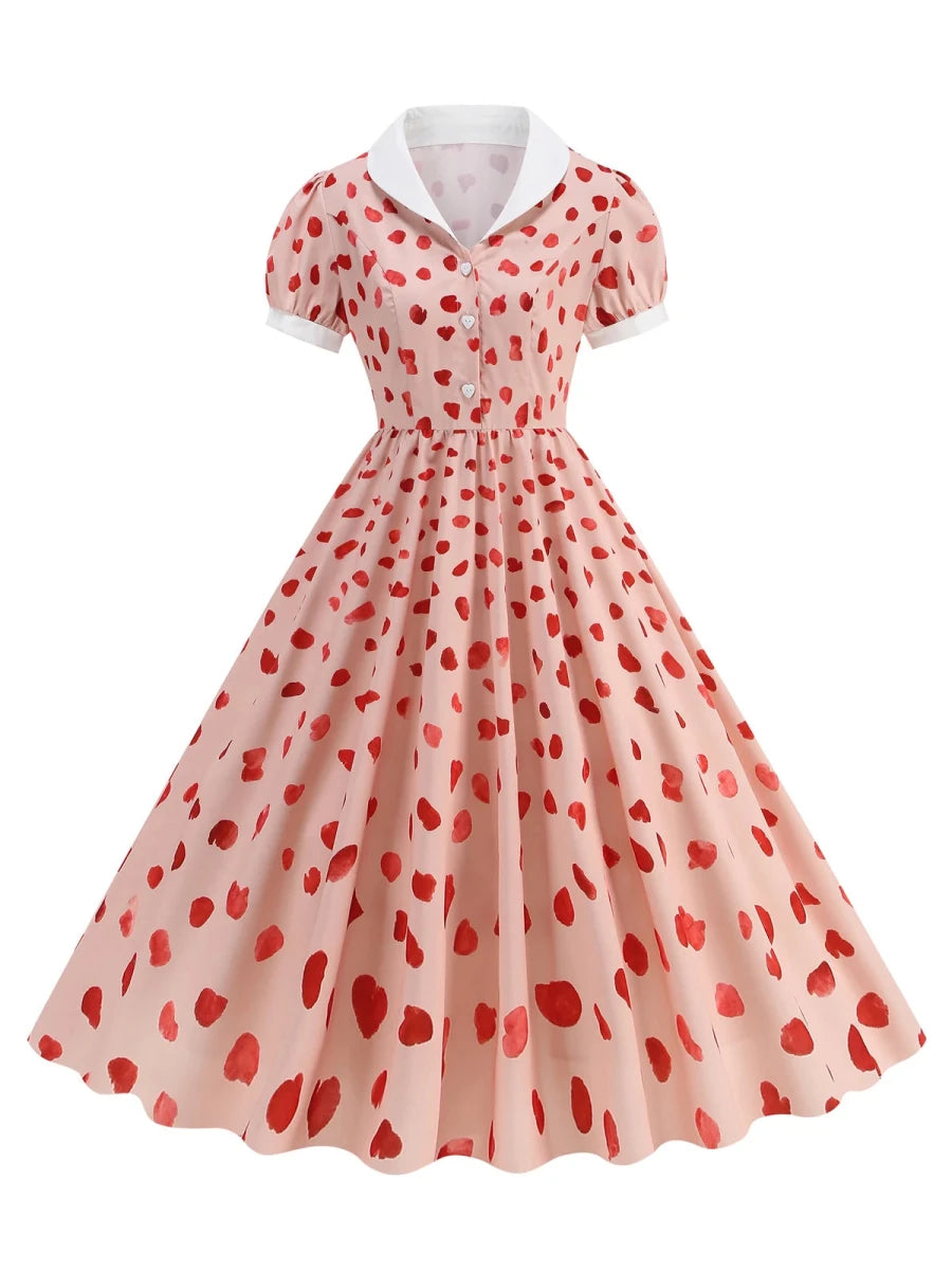 Robe Fifties Rouge Col Claudine - Louise Vintage
