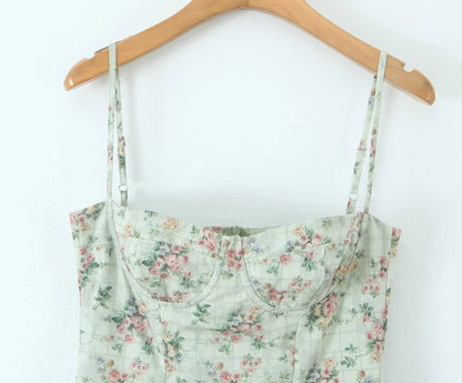 Robe Fleurs Années 40 Menthe - Louise Vintage