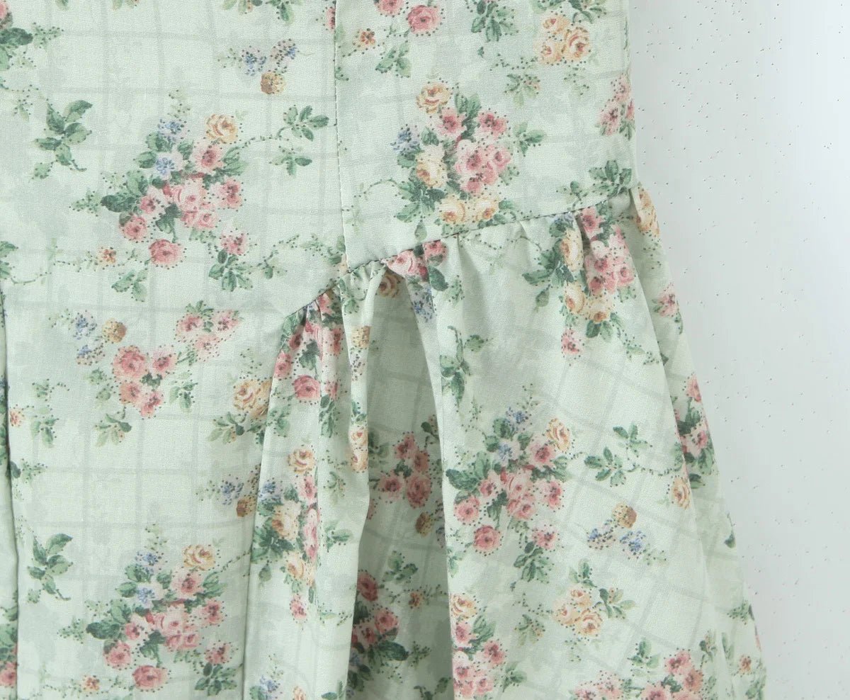 Robe Fleurs Années 40 Menthe - Louise Vintage