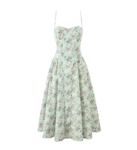 Robe Fleurs Années 40 Menthe - Louise Vintage