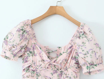 Robe Fleurs Années 40 Rose - Louise Vintage