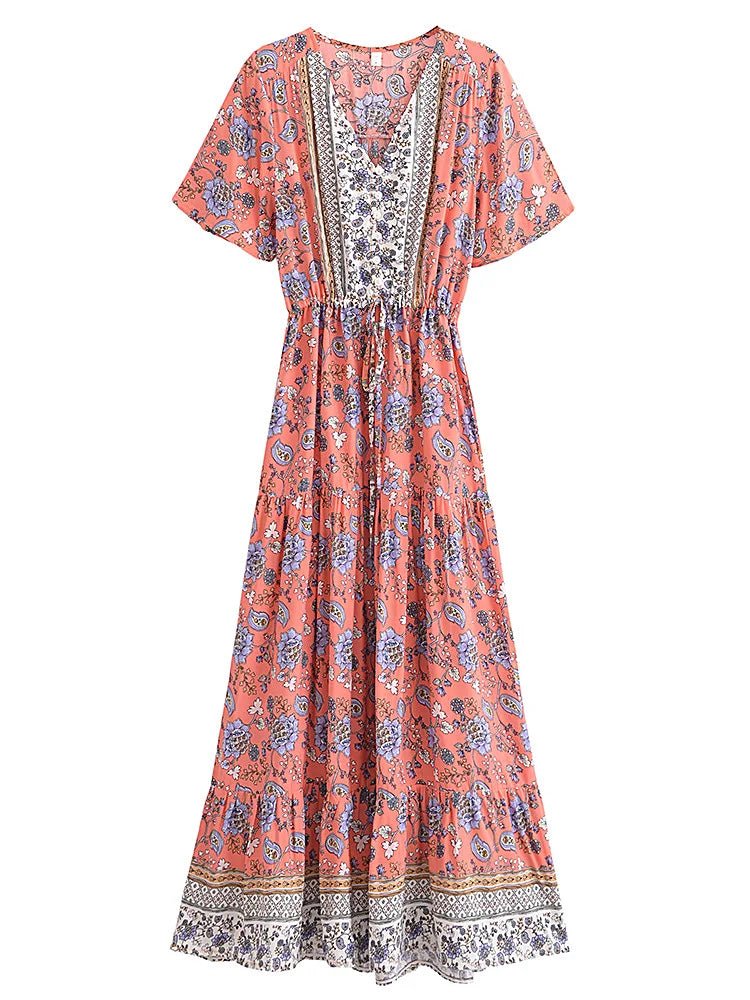 Robe Hippie Année 70 Fleurs - Louise Vintage