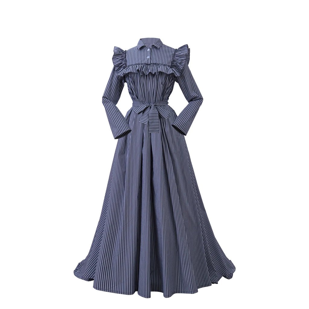 Robe Longue a Volant Vintage Bleue - Louise Vintage