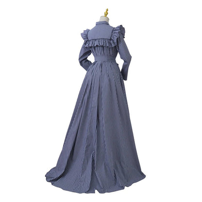Robe Longue a Volant Vintage Bleue - Louise Vintage