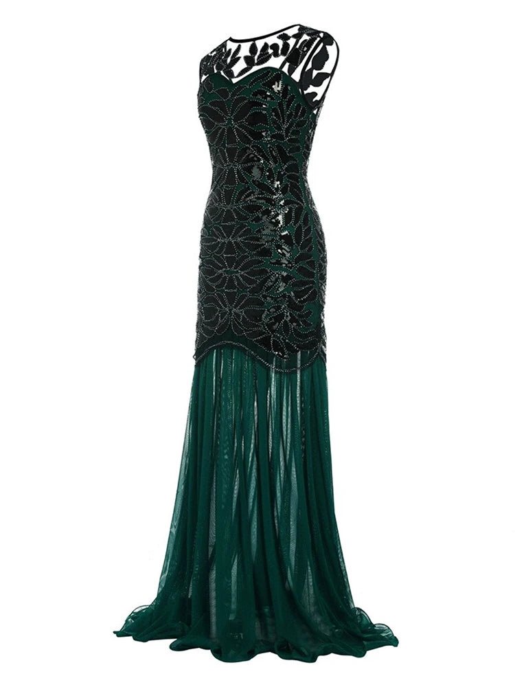 Robe Longue Année 20 Verte - Louise Vintage