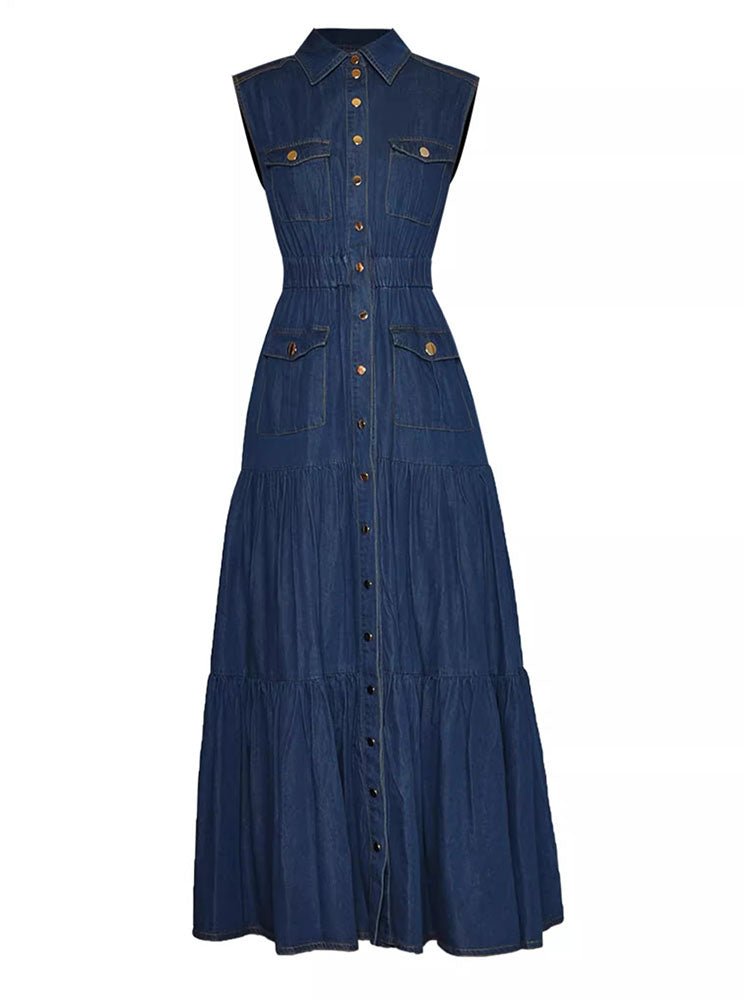 Robe Longue Année 40 Bleu - Louise Vintage