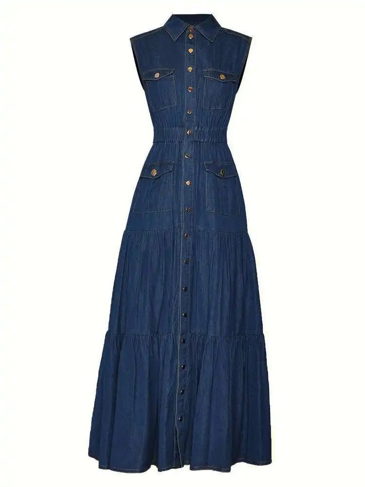 Robe Longue Année 40 Bleu - Louise Vintage