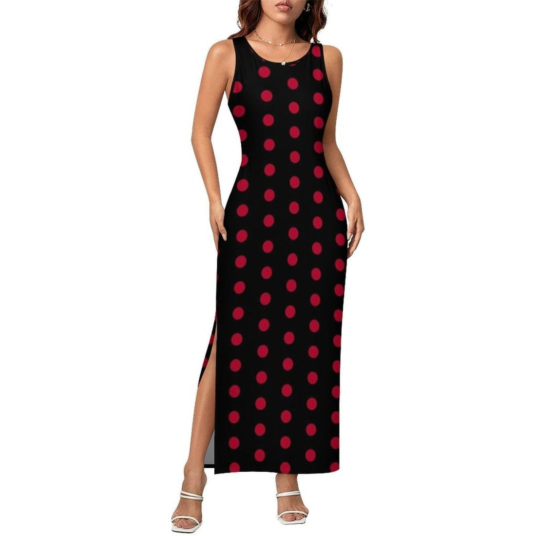 Robe Longue Année 70 Noire à Pois - Louise Vintage