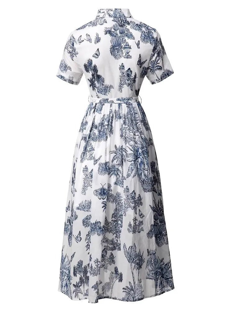 Robe Longue Fleurie Vintage Bleu - Louise Vintage