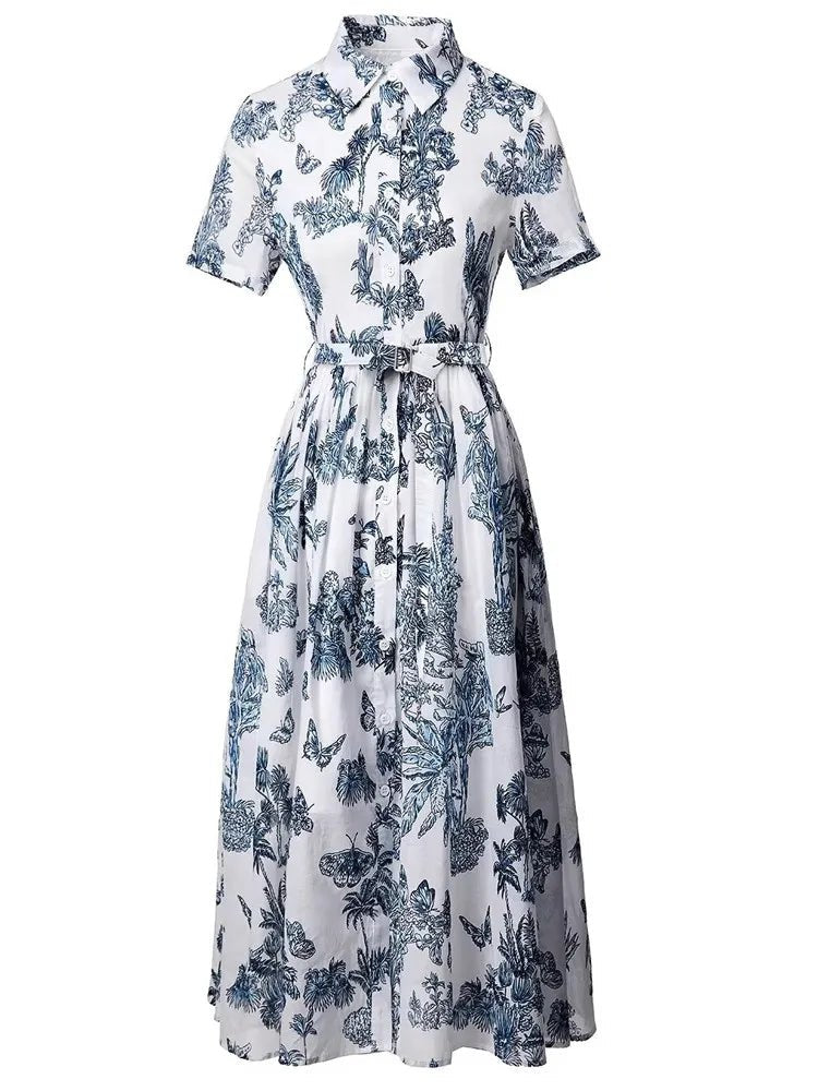 Robe Longue Fleurie Vintage Bleu - Louise Vintage