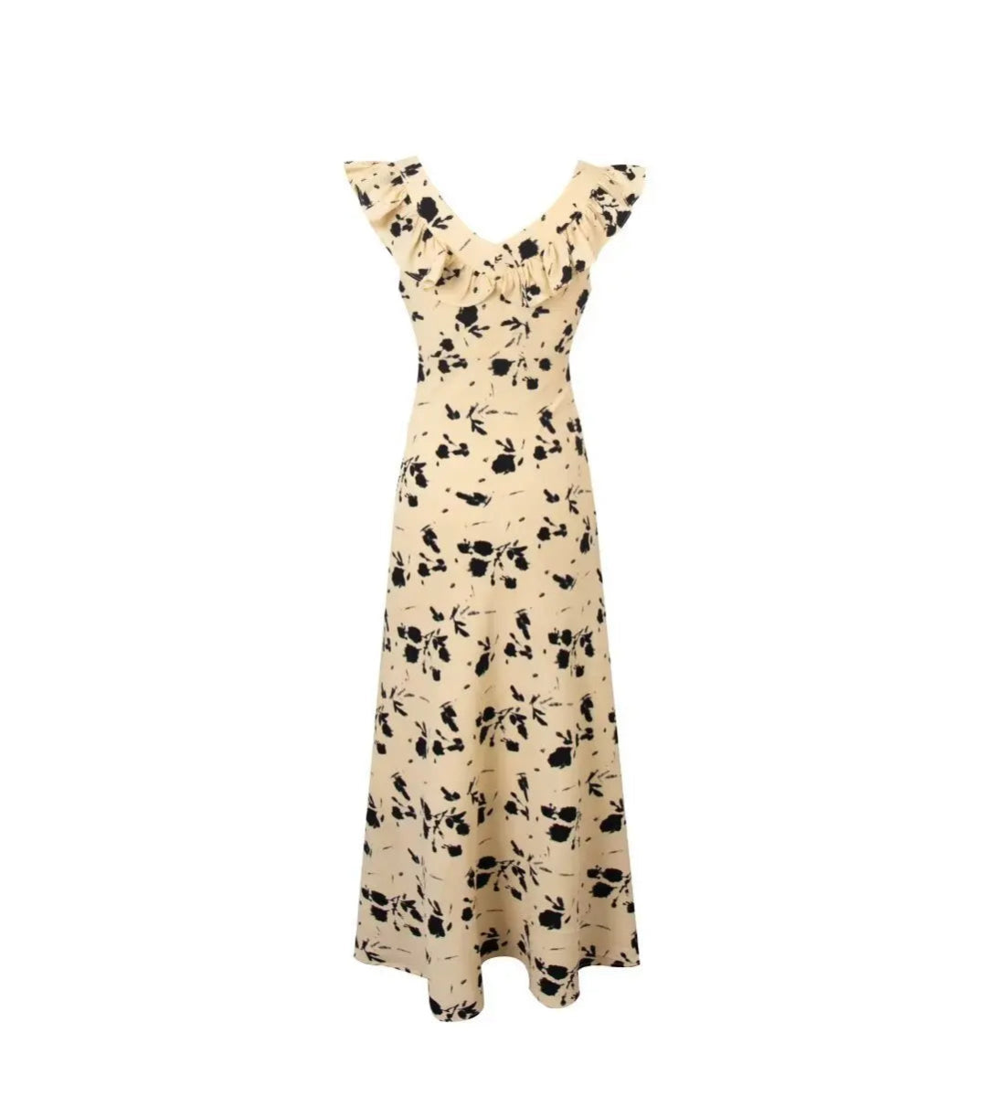 Robe Longue Fleurie Vintage Kaki - Louise Vintage
