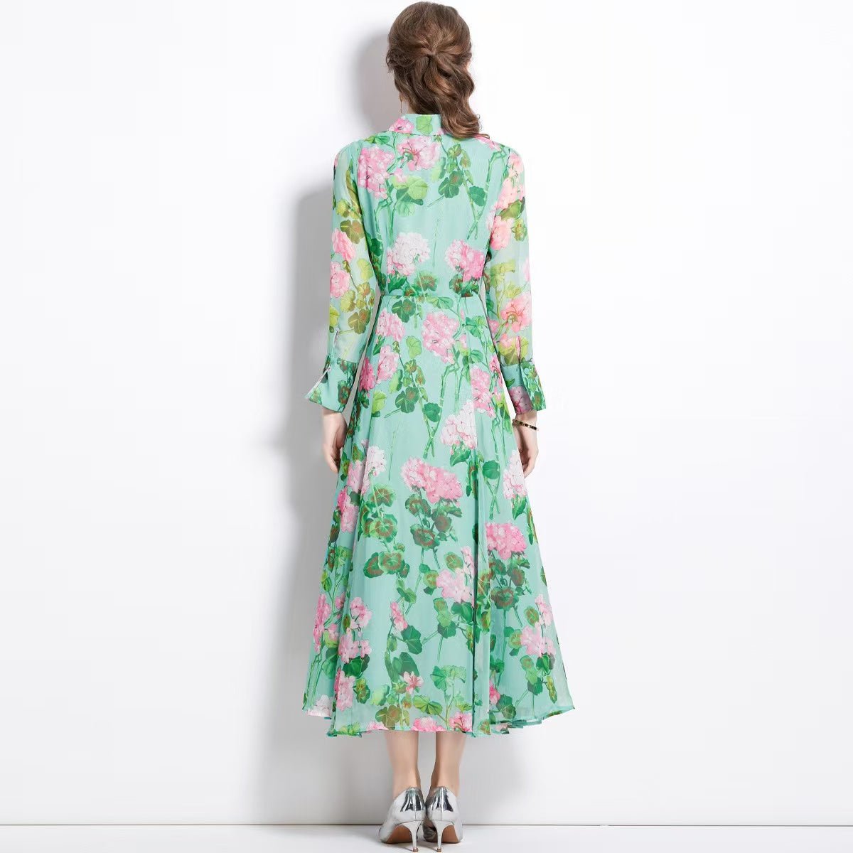 Robe Longue Fleurie Vintage Verte - Louise Vintage