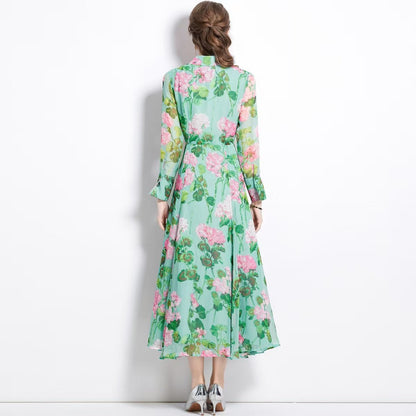 Robe Longue Fleurie Vintage Verte - Louise Vintage
