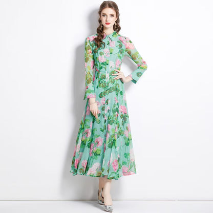 Robe Longue Fleurie Vintage Verte - Louise Vintage