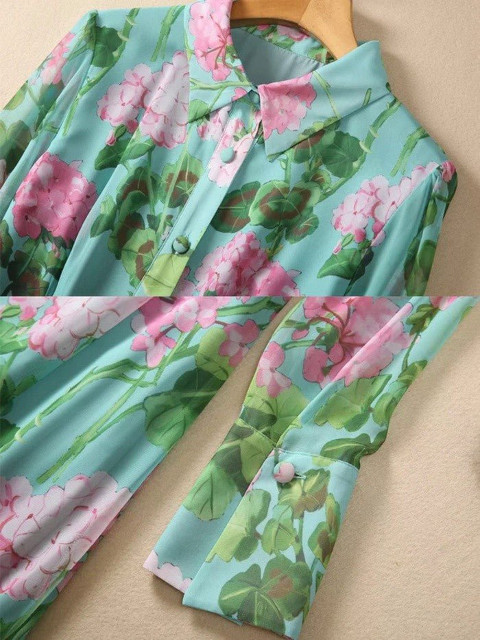 Robe Longue Fleurie Vintage Verte - Louise Vintage