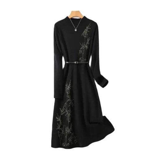 Robe Longue Style Année 70 Noire - Louise Vintage