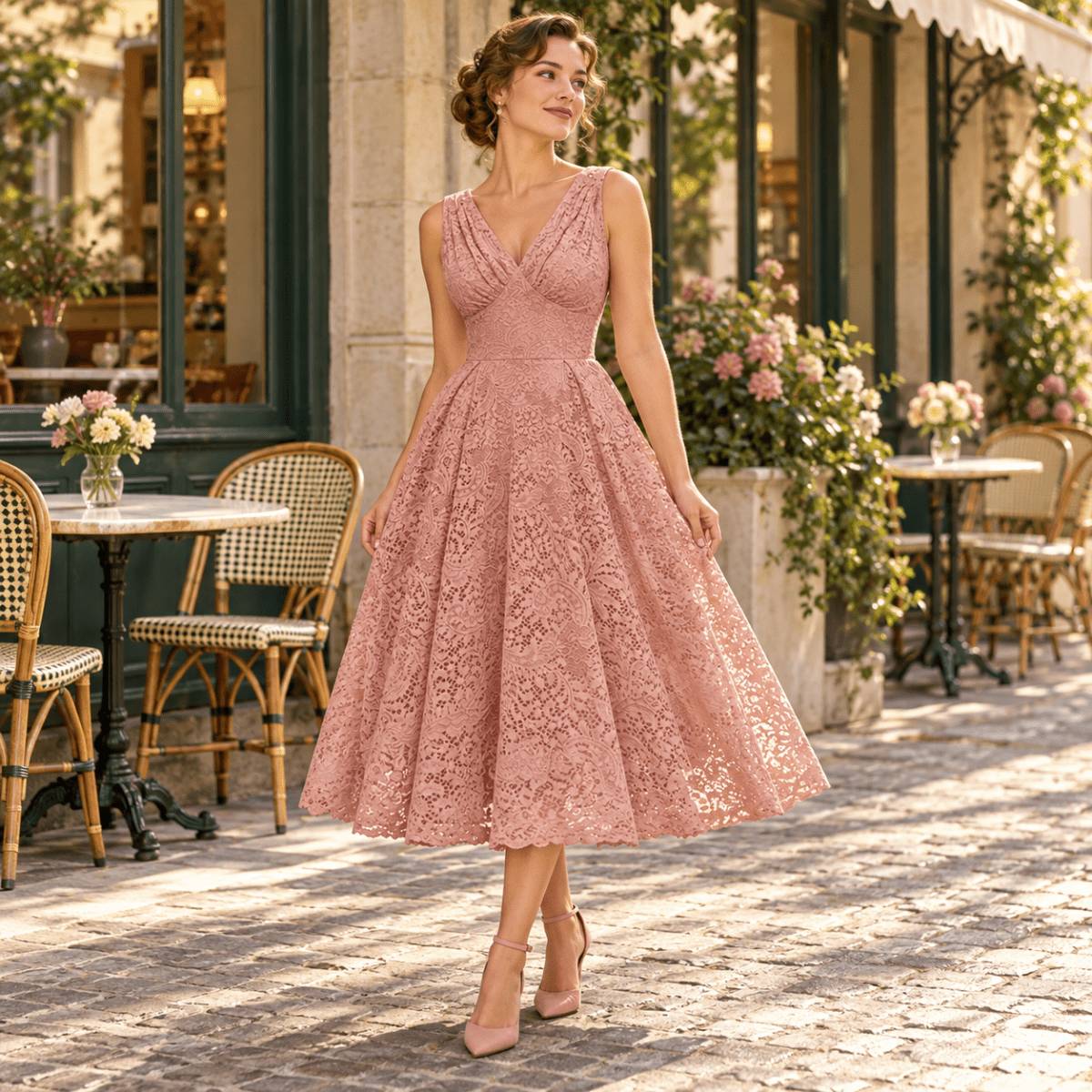 Robe Mariée Année 50 Rose - Louise Vintage