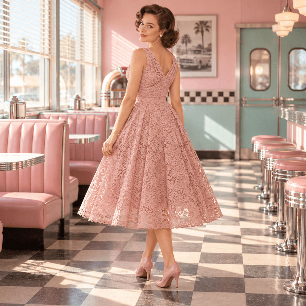 Robe Mariée Année 50 Rose - Louise Vintage