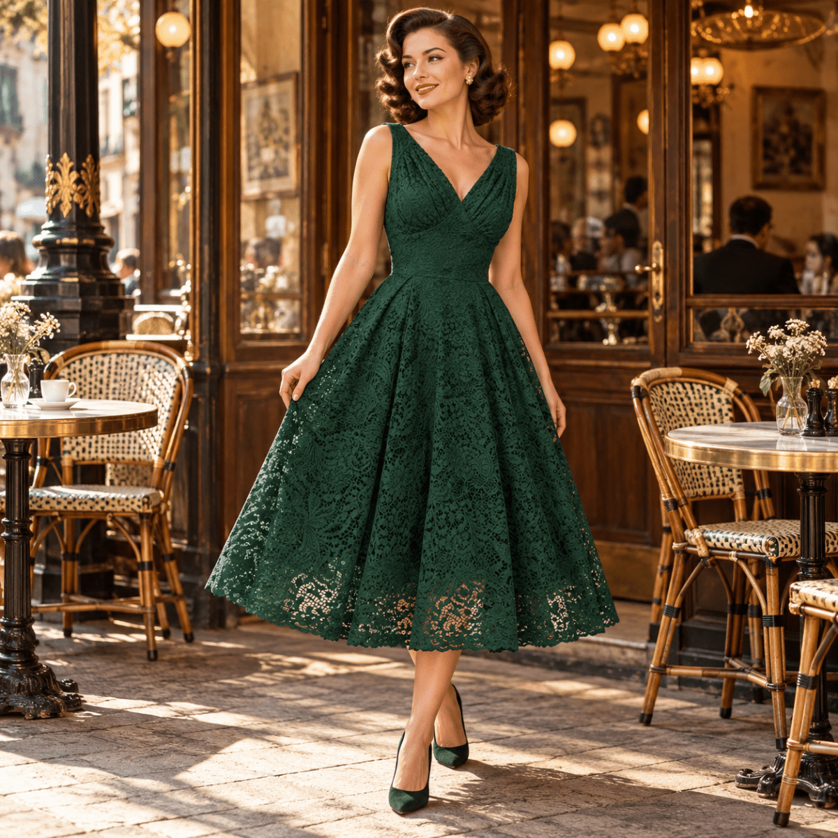 Robe Mariée Année 50 Verte - Louise Vintage