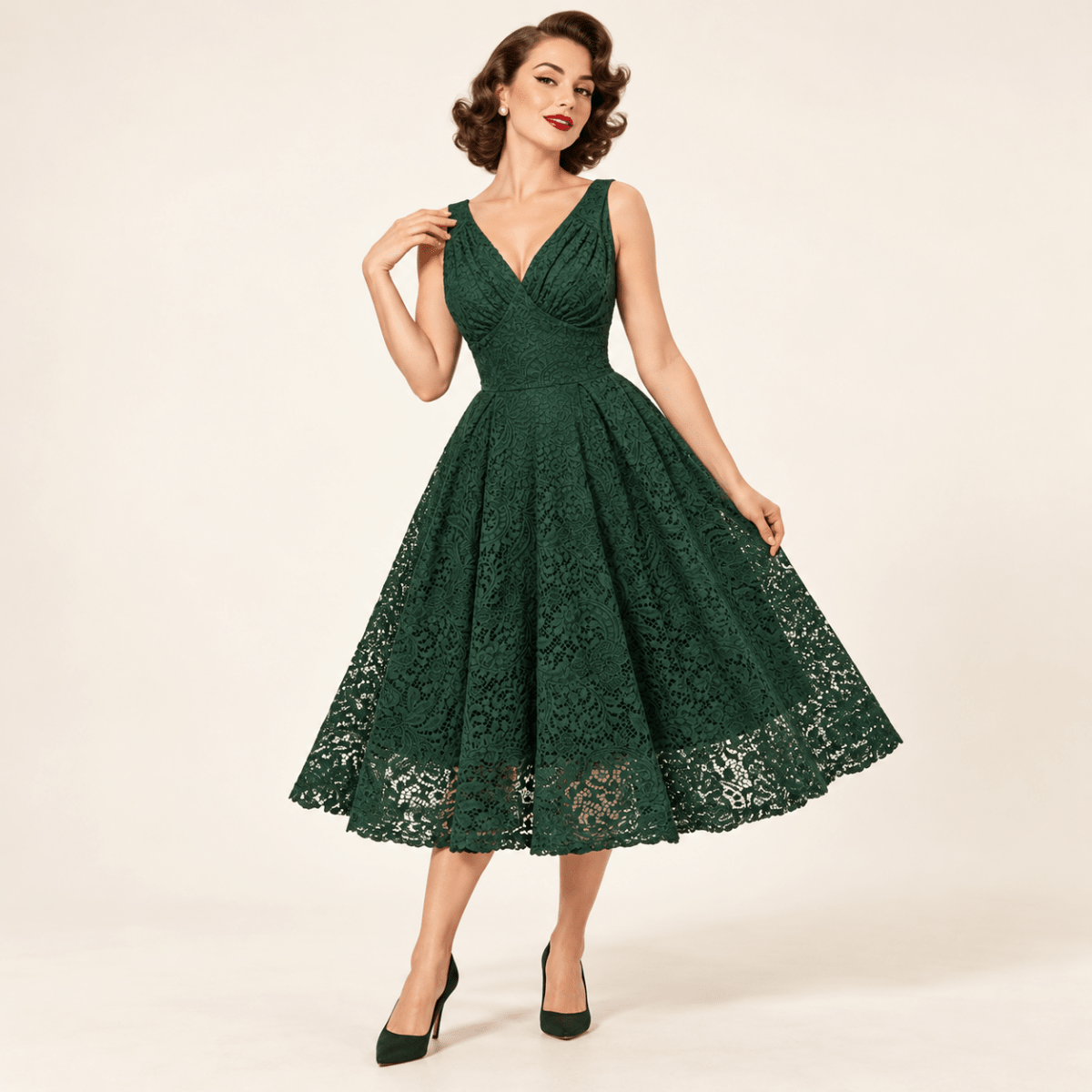 Robe Mariée Année 50 Verte - Louise Vintage