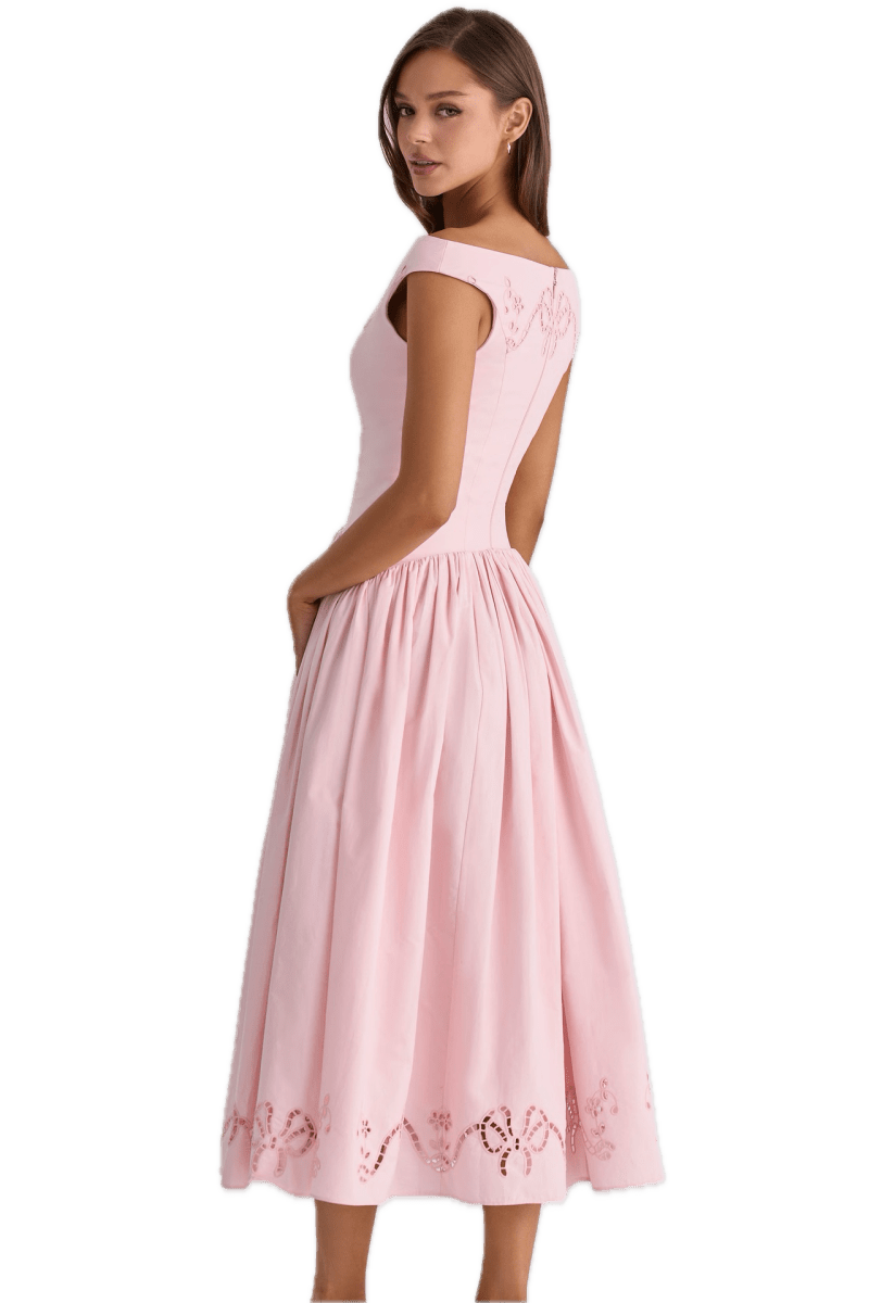 Robe mi Longue Rose Vintage - Louise Vintage