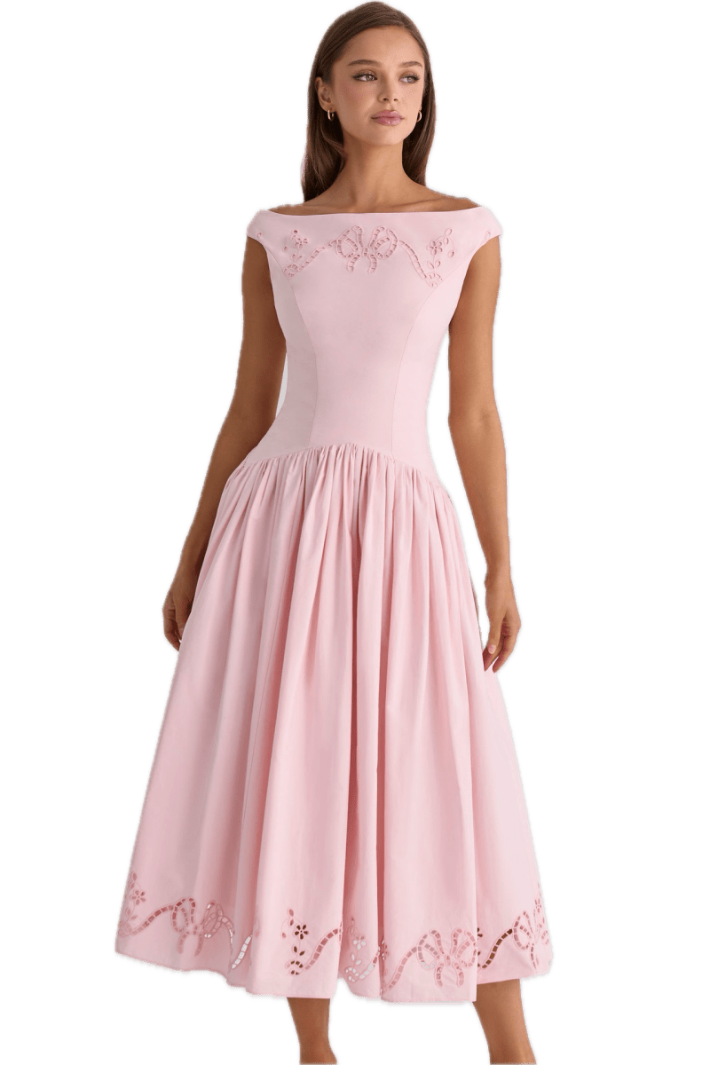 Robe mi Longue Rose Vintage - Louise Vintage