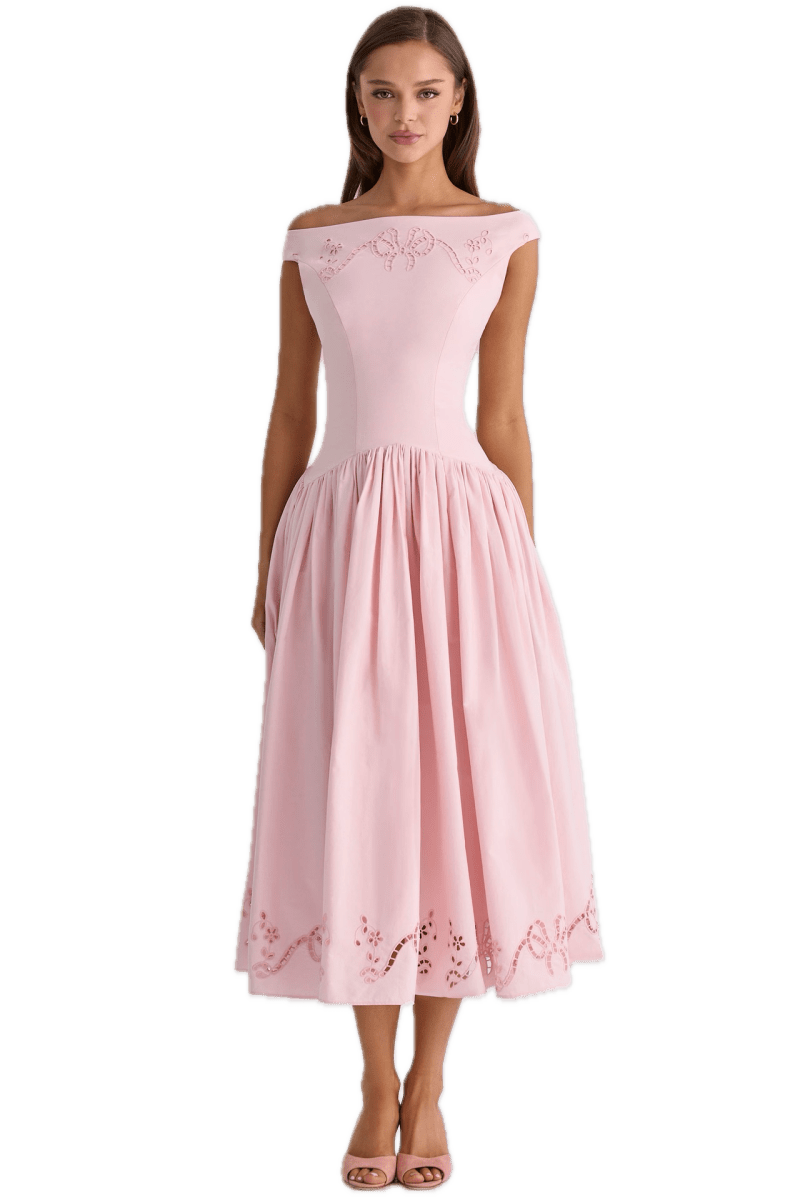 Robe mi Longue Rose Vintage - Louise Vintage