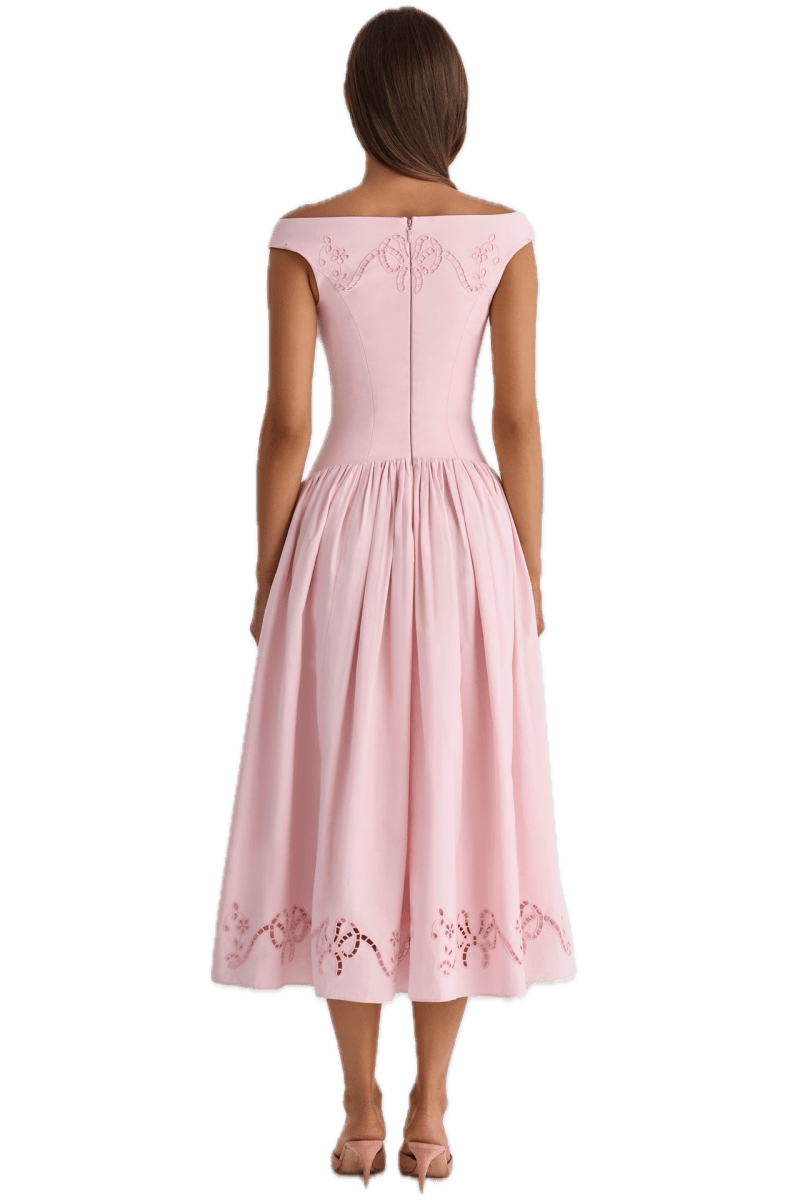 Robe mi Longue Rose Vintage - Louise Vintage