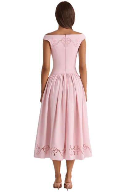 Robe mi Longue Rose Vintage - Louise Vintage
