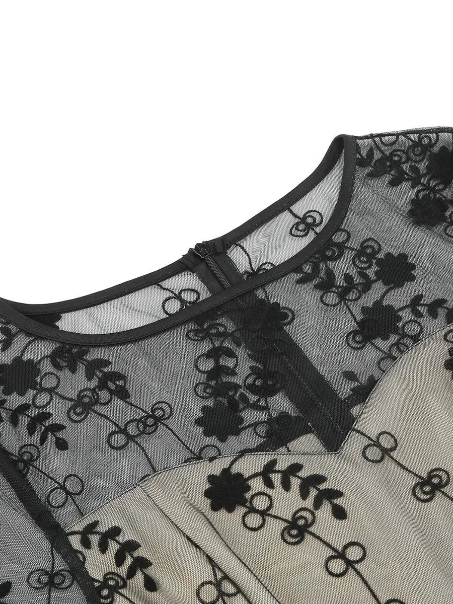 Robe Noire Années 50 Papillons - Louise Vintage